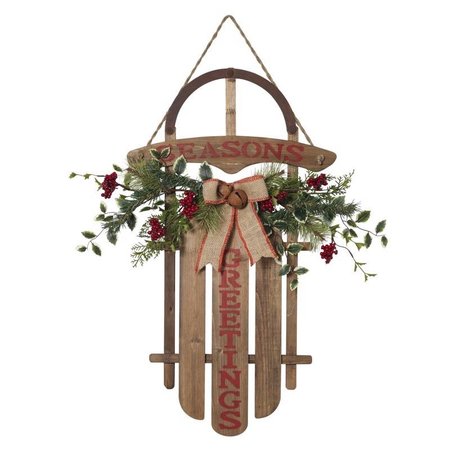 L & L Gerson Brown/Red Hanging Sled Indoor Christmas Decor 2361040